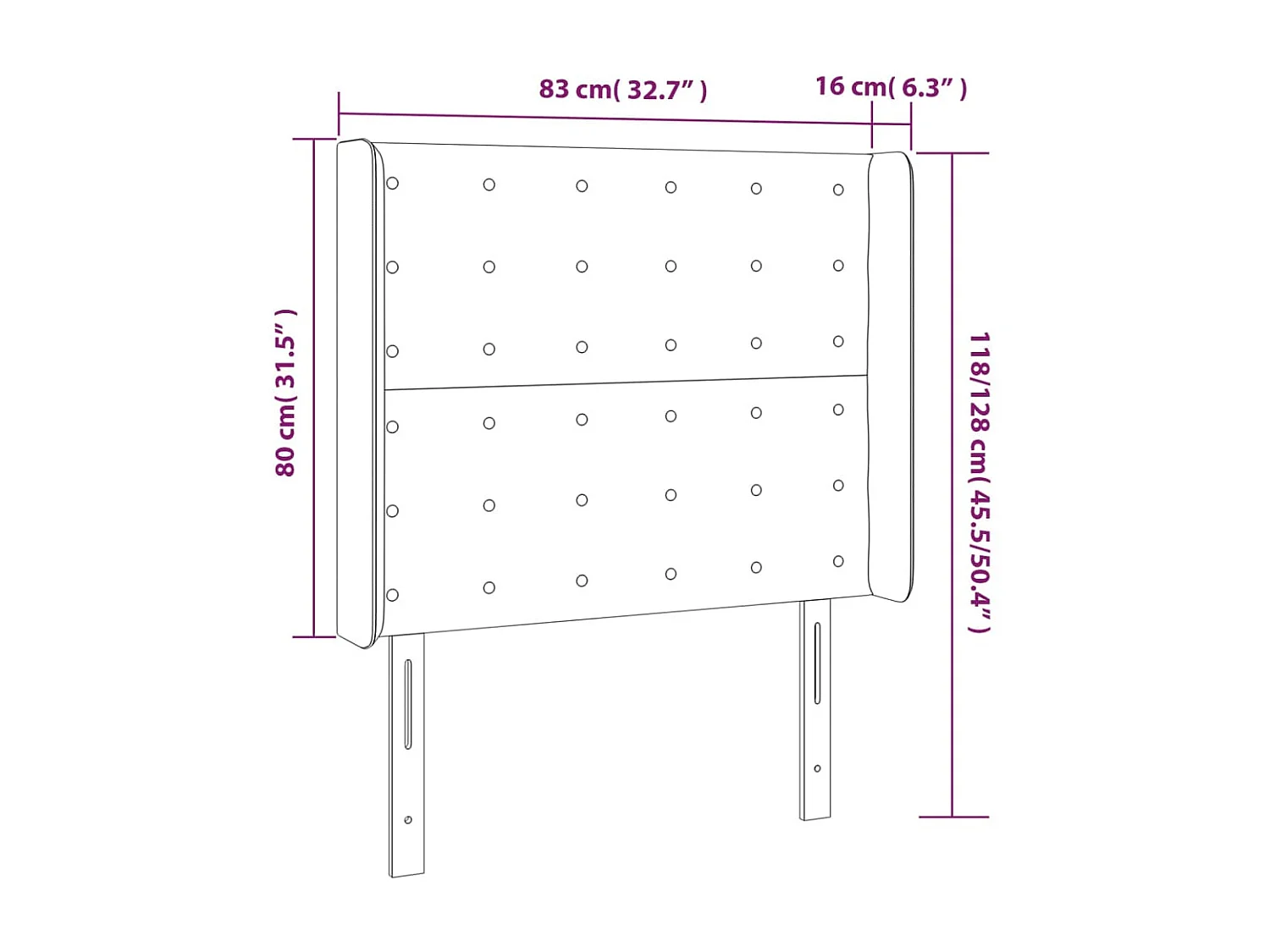 Tête de lit avec oreilles Gris clair 83x16x118/128 cm Tissu