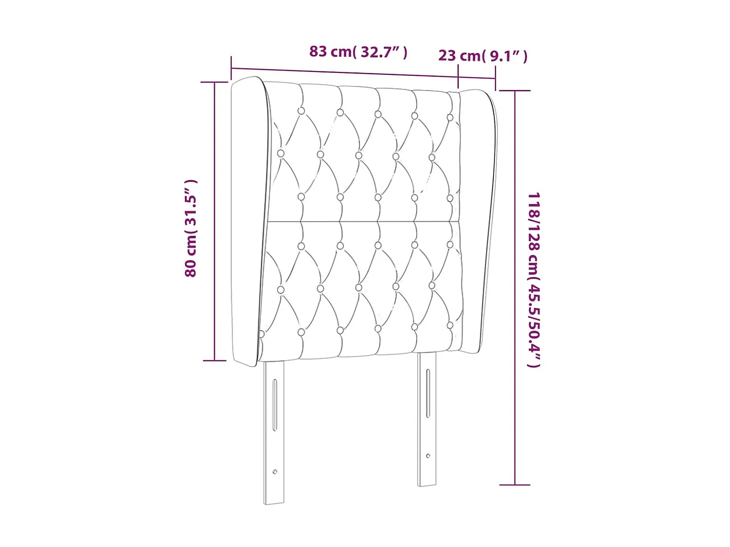Tête de lit avec oreilles Gris foncé 83x23x118/128 cm Tissu