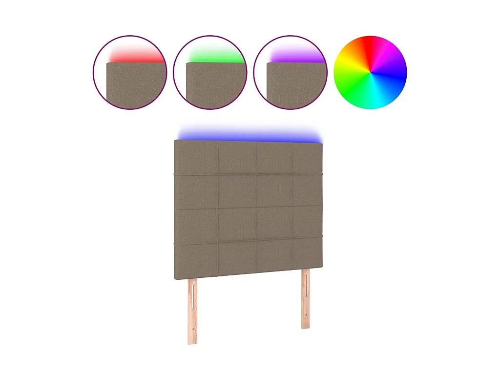 Tête de lit à LED Taupe 100x5x118/128 cm Tissu