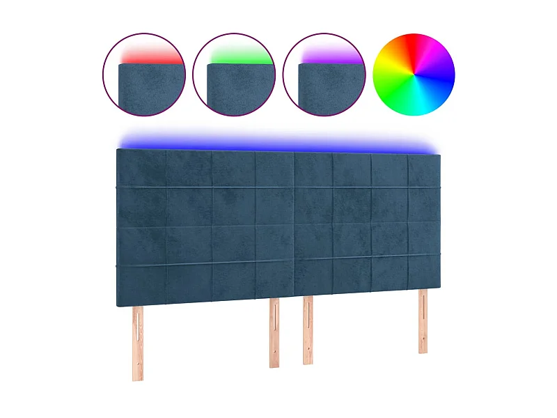 Testiera LED Blu scuro 200x5x118/128 cm Velluto