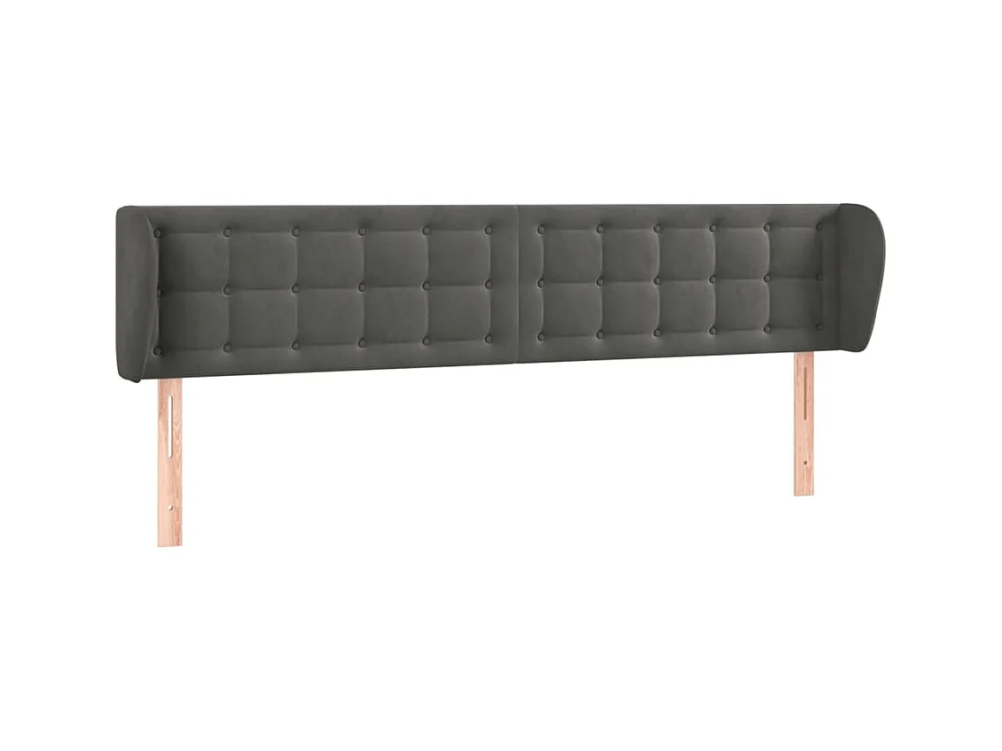 Tête de lit avec oreilles Gris foncé 163x23x78/88 cm Velours