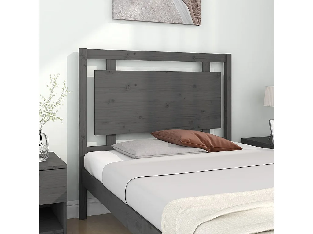Cabeceira Cinza 105,5x4x100 cm Madeira maciça de pinho