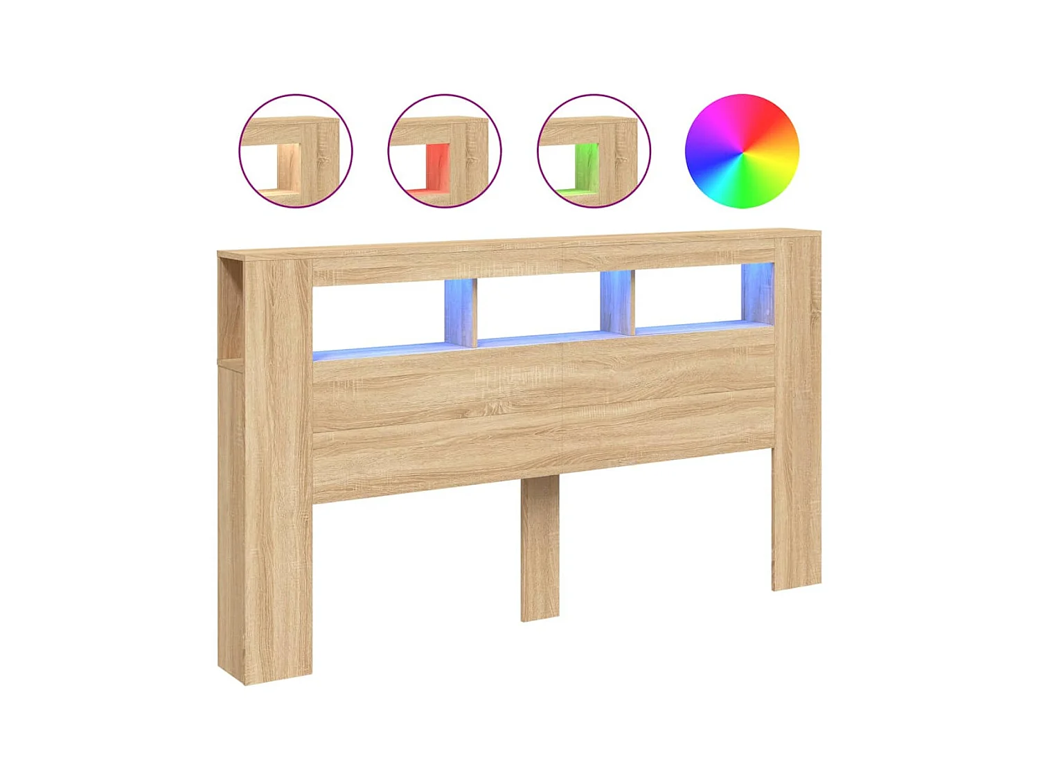 Tête de lit à LED chêne sonoma 180x18,5x103,5cm bois ingénierie