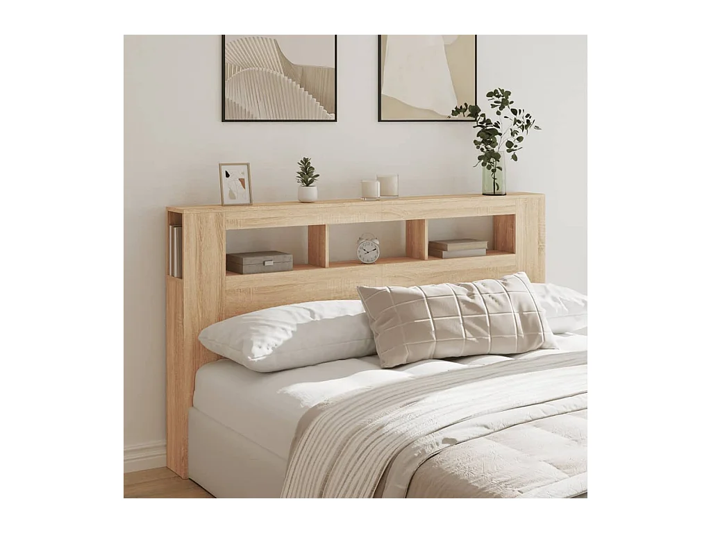 Tête de lit à LED chêne sonoma 180x18,5x103,5cm bois ingénierie