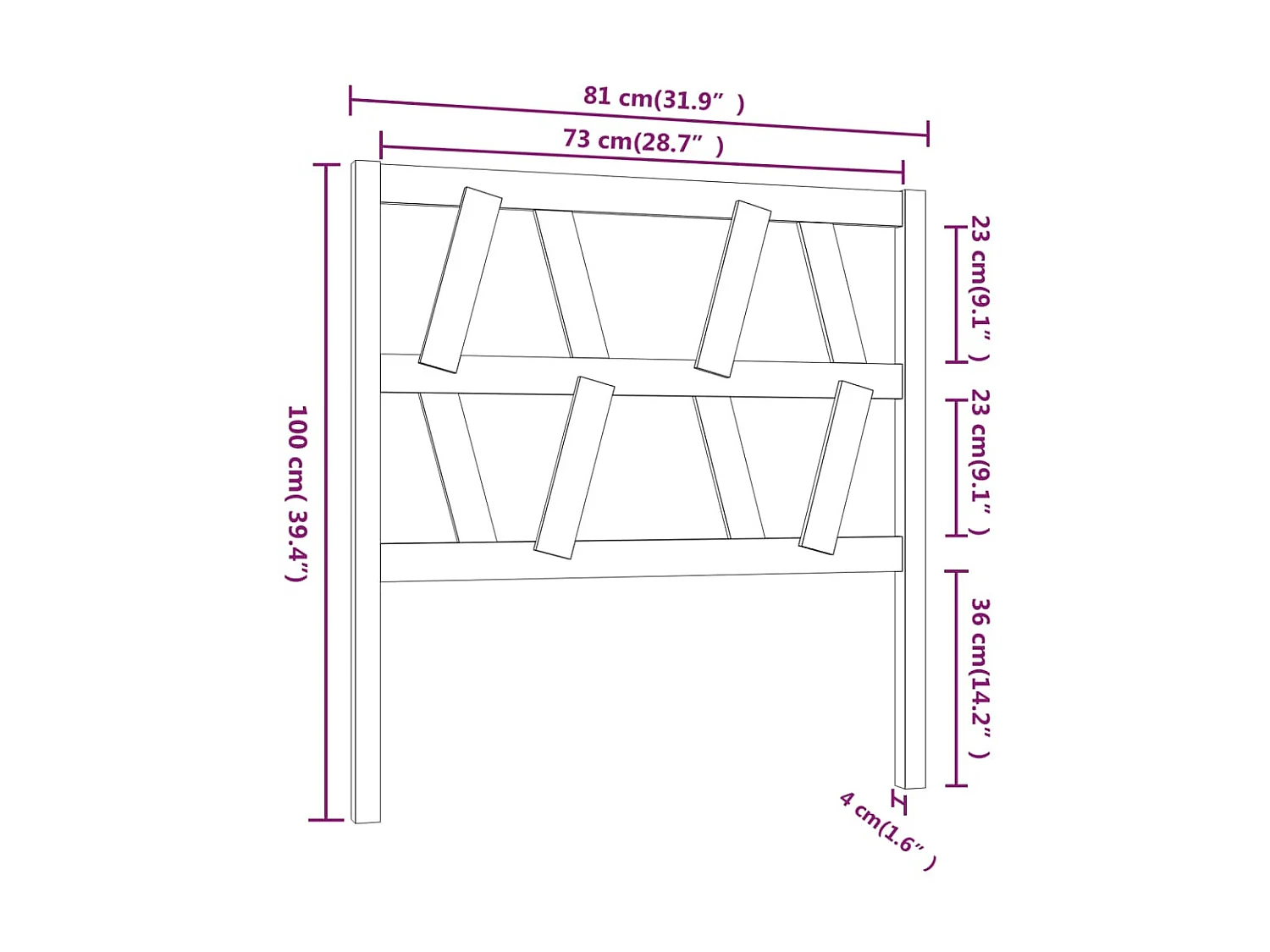Cabeceira Cinza 81x4x100 cm Madeira maciça de pinho