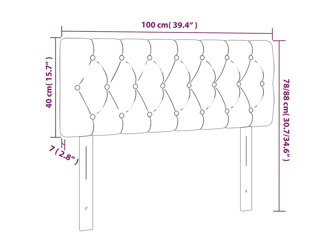 Tête de lit à LED Bleu foncé 100x7x78/88 cm Velours