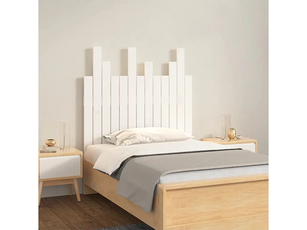 Cabecero de pared Blanco 82,5x3x80 cm Madera maciza de pino