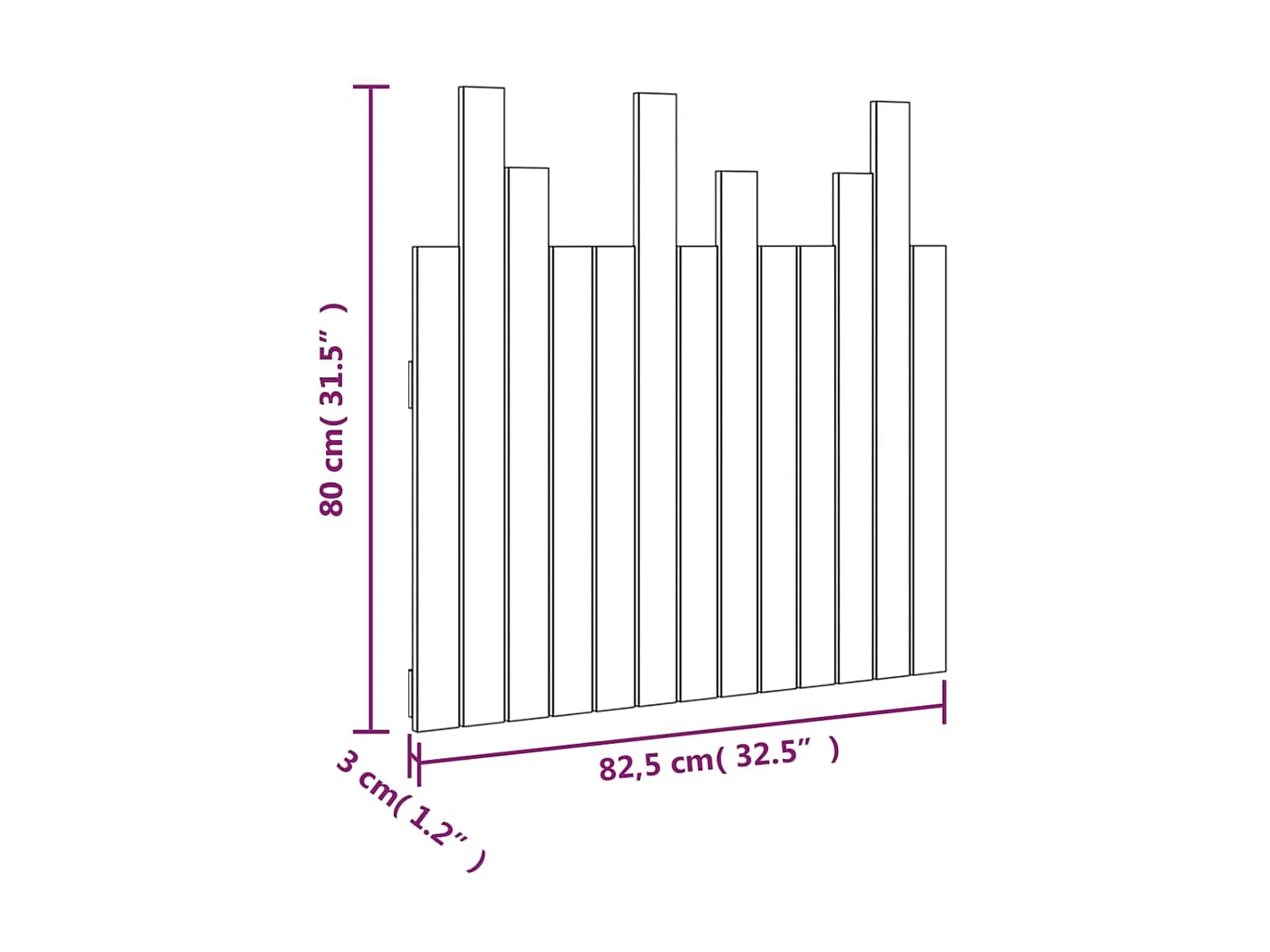 Cabecero de pared Blanco 82,5x3x80 cm Madera maciza de pino