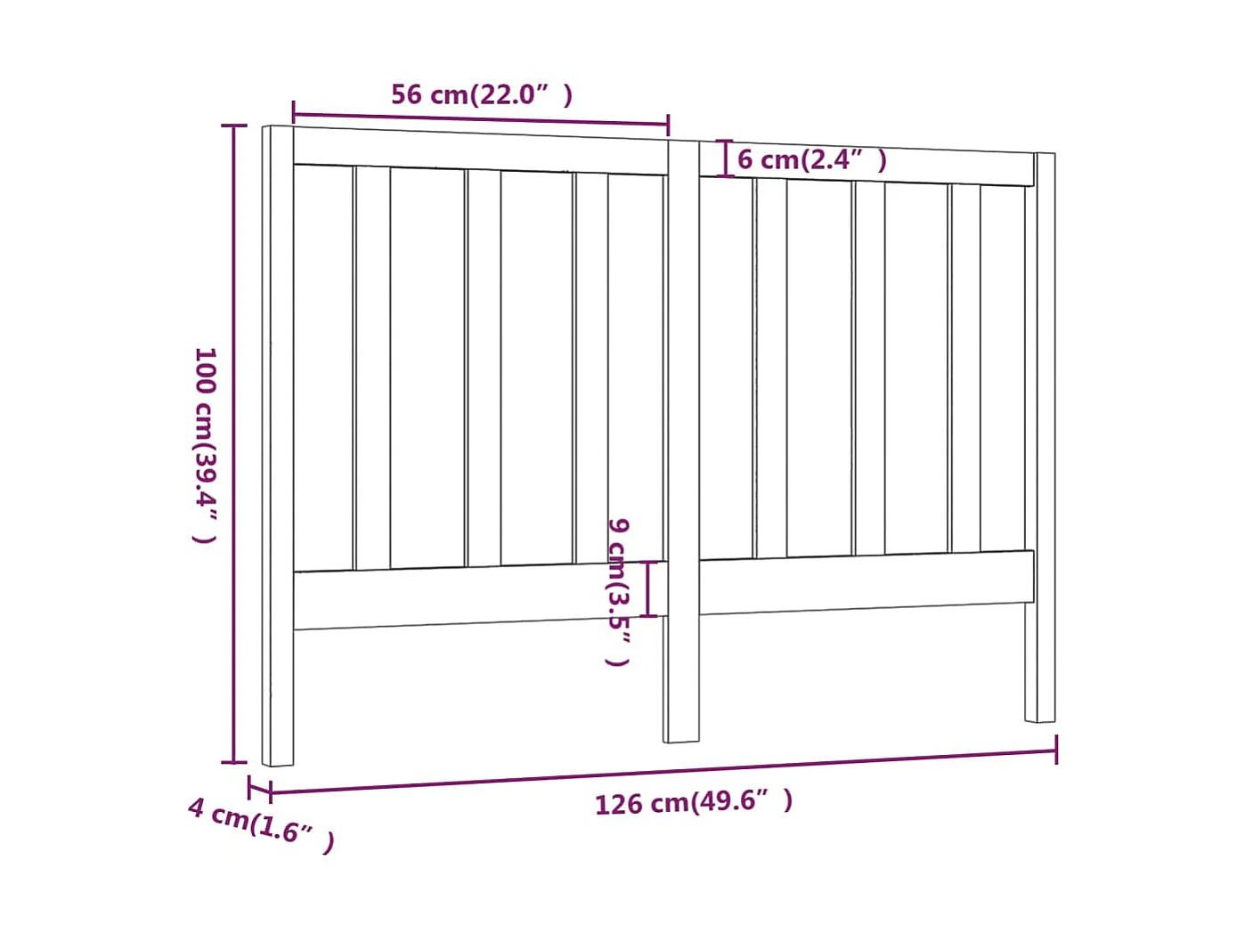 Tête de lit Gris 126x4x100 cm Bois massif de pin