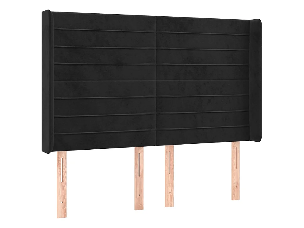 Tête de lit avec oreilles Noir 147x16x118/128 cm Velours