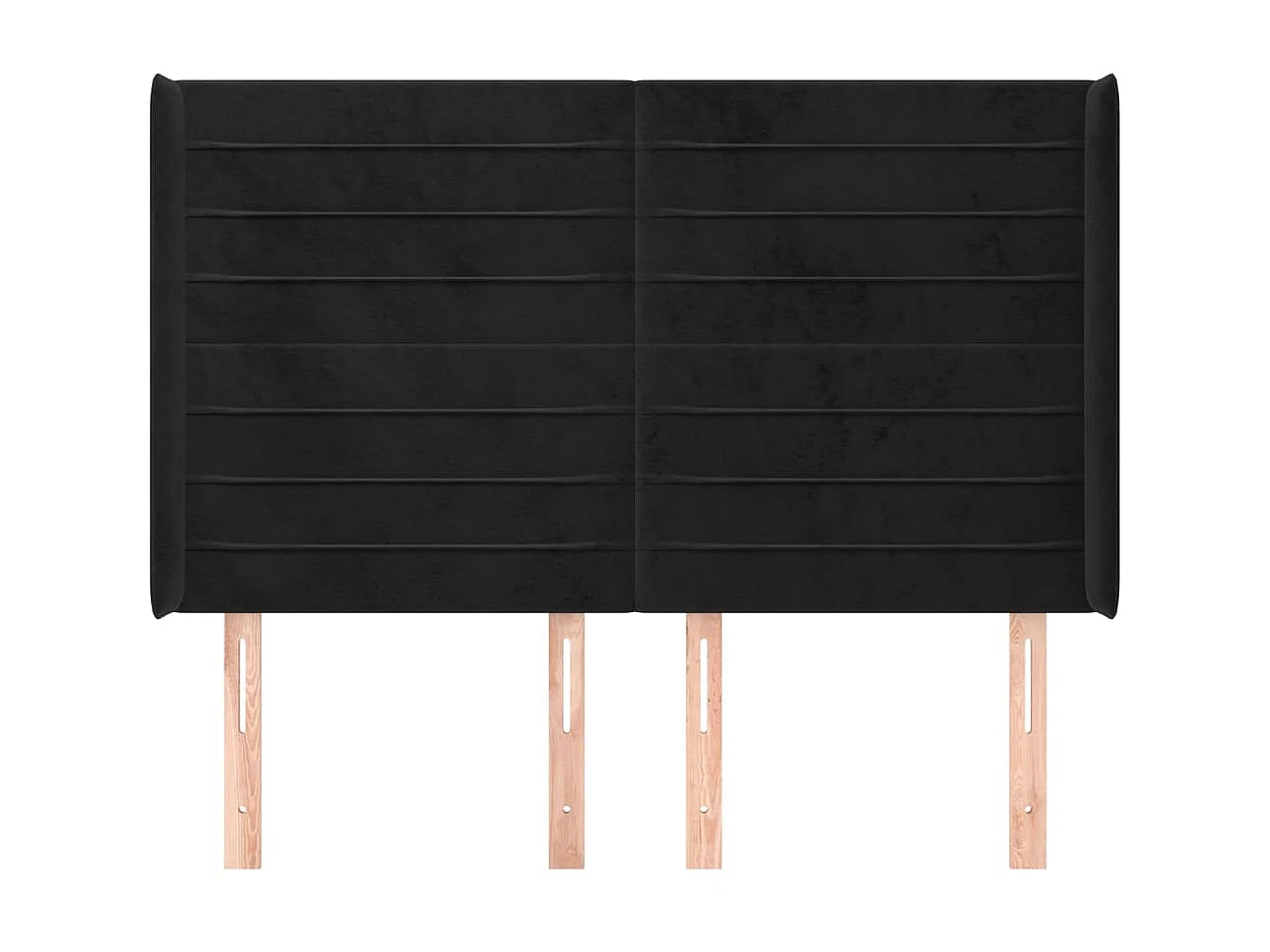 Tête de lit avec oreilles Noir 147x16x118/128 cm Velours