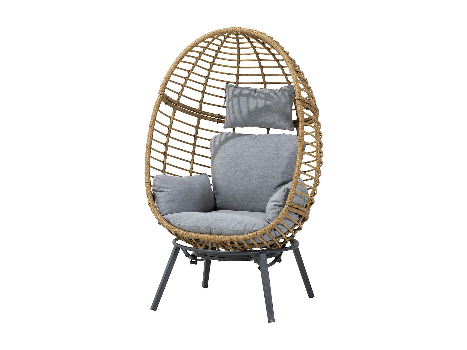 Fauteuil oeuf inclinable en résine tressée - Gris naturel - YOGI - YOGI