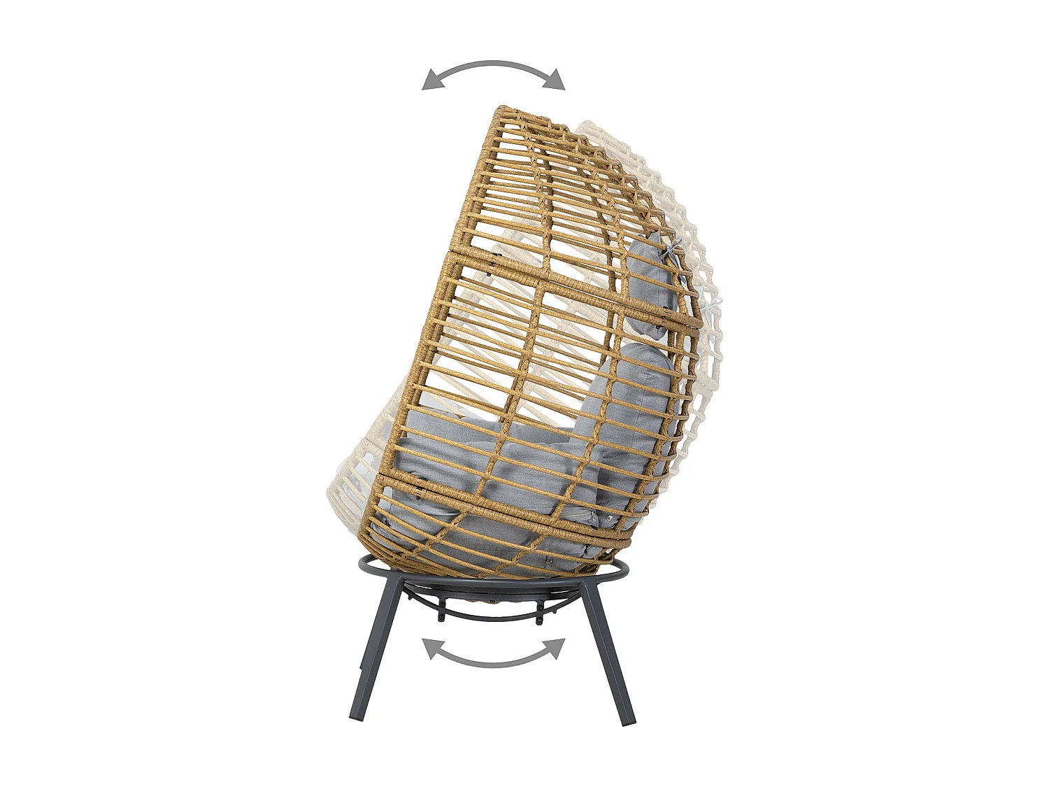 Fauteuil oeuf inclinable en résine tressée - Gris naturel - YOGI - YOGI