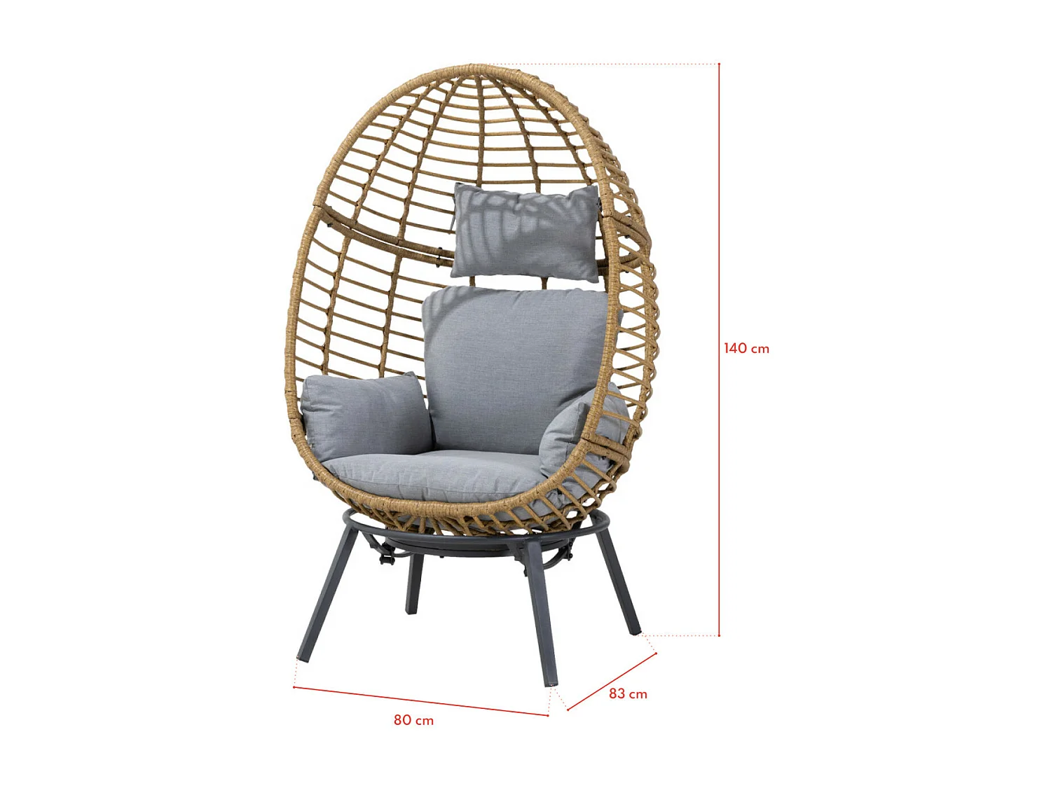 Fauteuil oeuf inclinable en résine tressée - Gris naturel - YOGI - YOGI