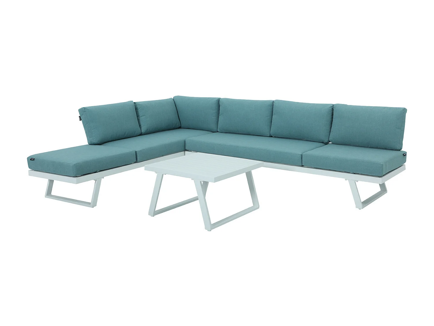 Salon de jardin fonctionnel modulable en aluminium design - blanc vert - HELIOS