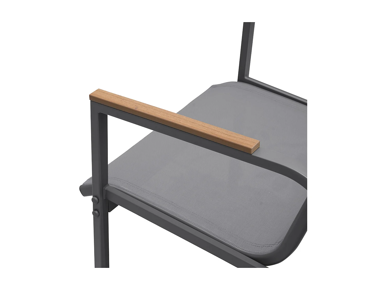 Salon de jardin en acier et textilène - Ensemble 4 places - Gris - CAMILLE