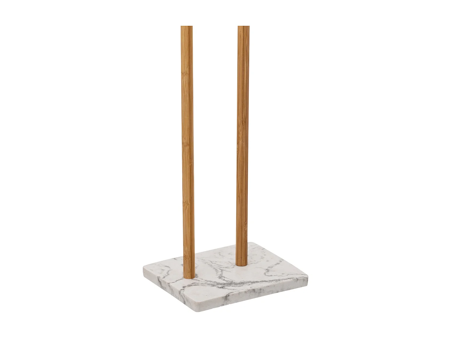 Dérouleur papier toilette WC avec réserve en Bambou et résine Blanc marbré H 78 cm