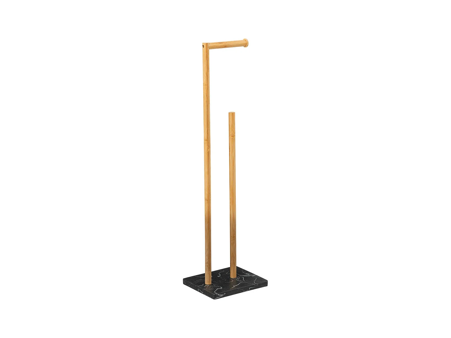 Dérouleur papier toilette WC avec réserve en Bambou et résine Noir marbré H 78 cm