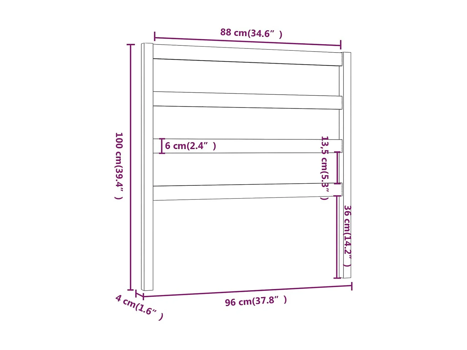 Tête de lit Gris 96x4x100 cm Bois massif de pin