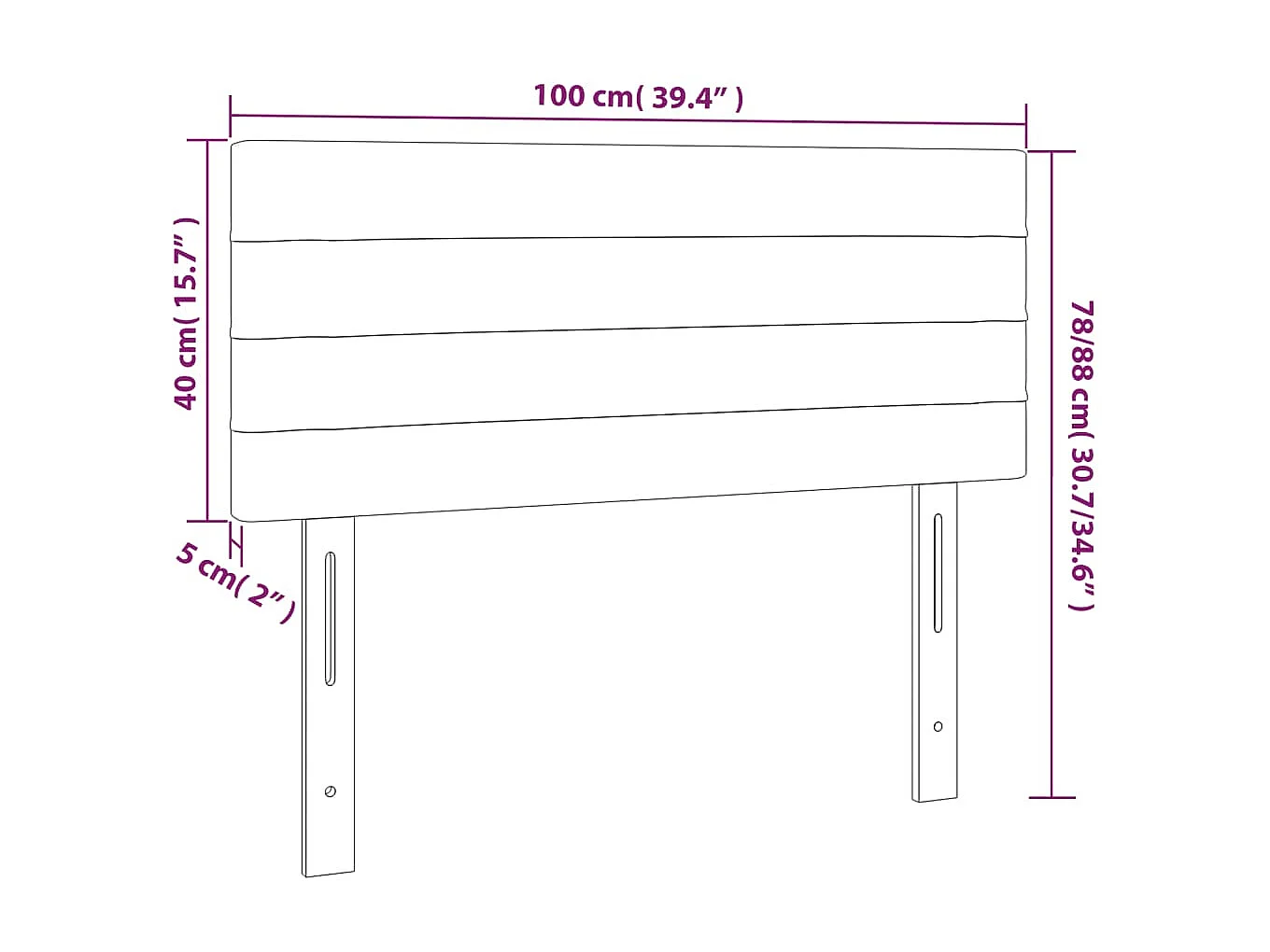Cabeceira LED Taupe 100x5x78/88 cm Tecido