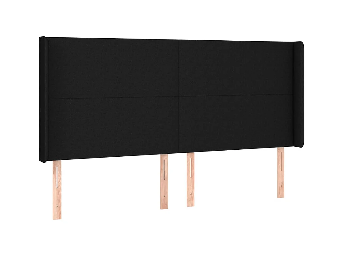 Tête de lit avec oreilles Noir 203x16x118/128 cm Tissu