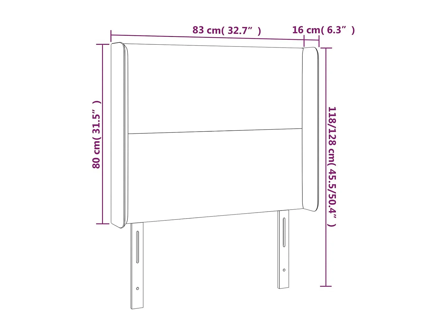 Tête de lit avec oreilles Marron foncé 83x16x118/128 cm Tissu