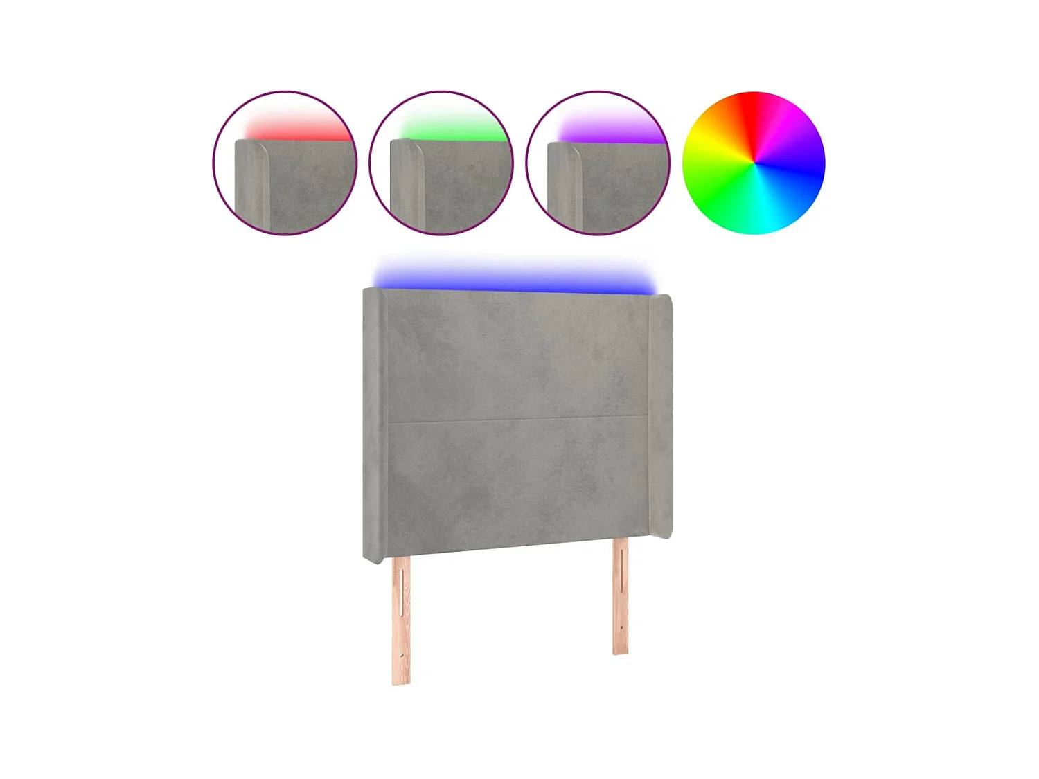 Tête de lit à LED Gris clair 83x16x118/128 cm Velours