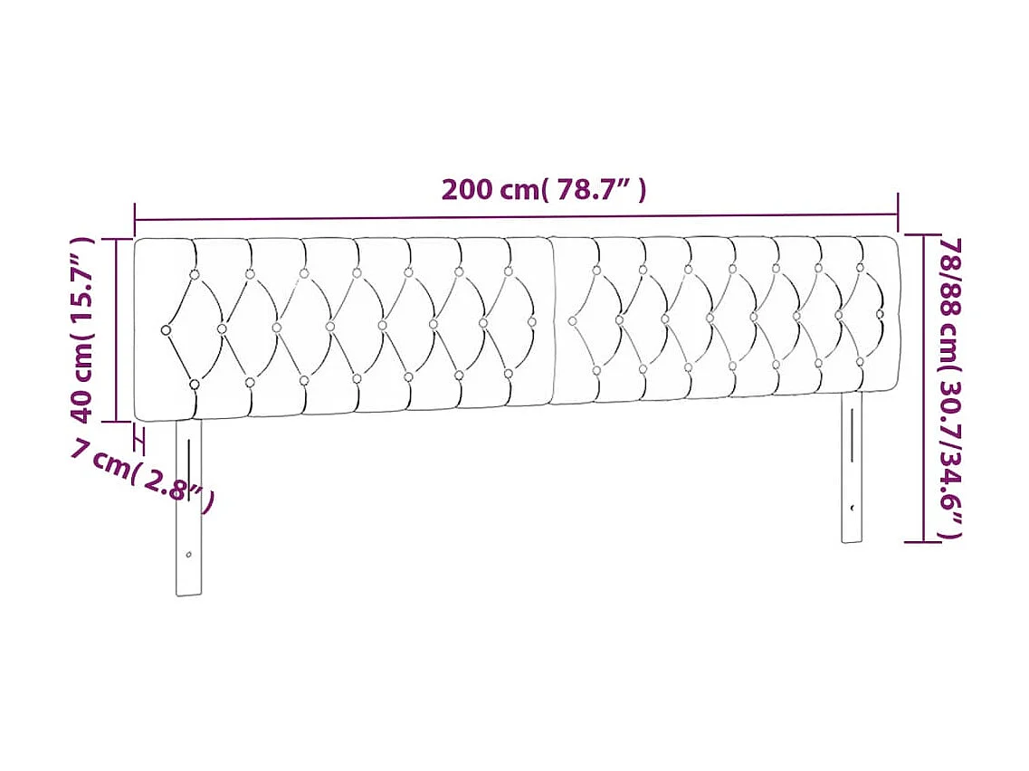 Hoofdborden 2 stuks Donkergrijs 100x7x78/88 cm Stof