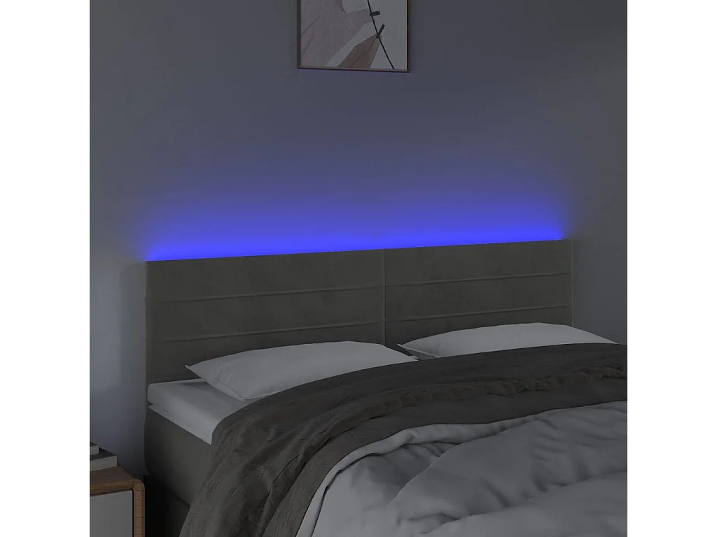 Tête de lit à LED Gris clair 144x5x78/88 cm Velours
