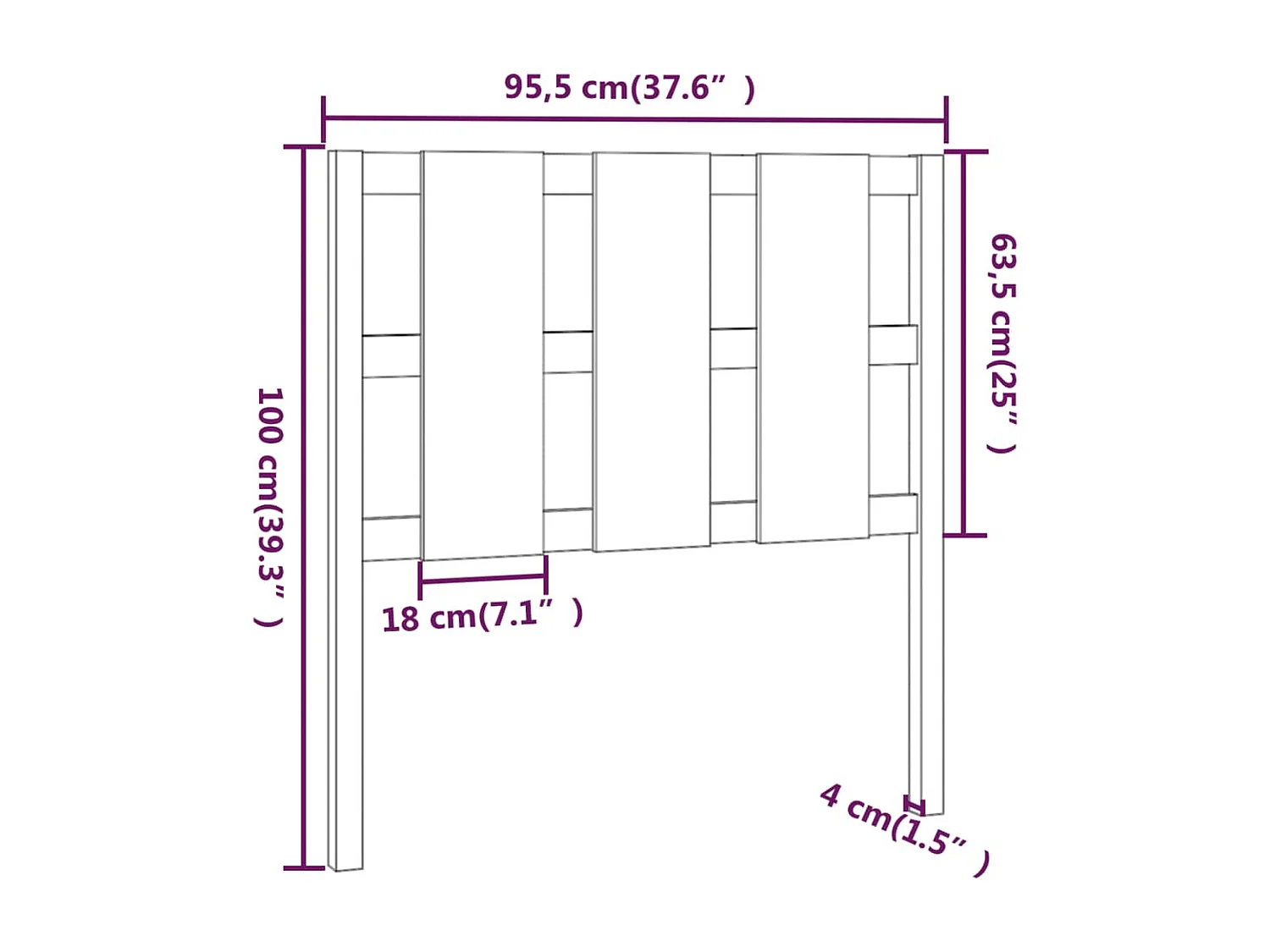 Tête de lit 95,5x4x100 cm Bois massif de pin