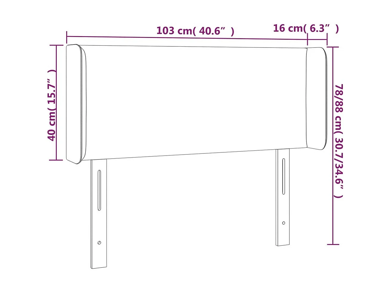 Cabeceira com orelhas Branco 103x16x78/88 cm Pele sintética
