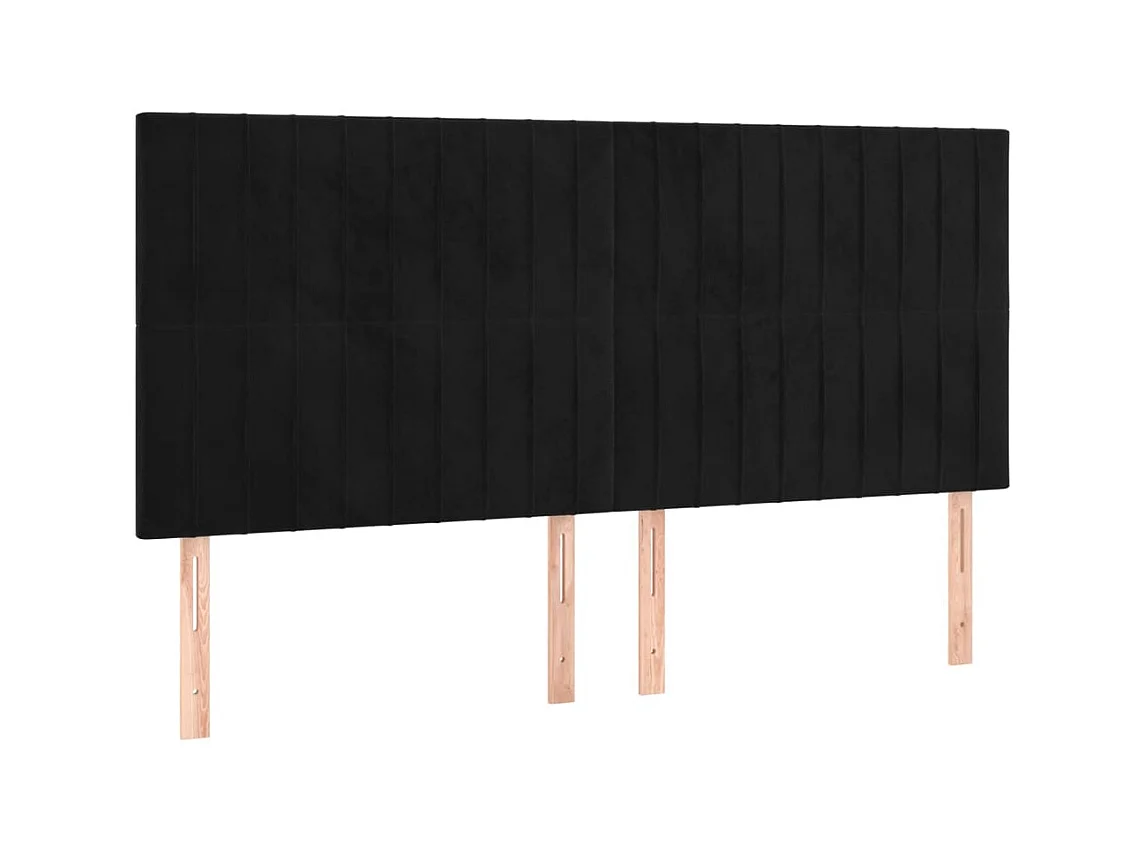 Têtes de lit 4 pcs Noir 100x5x78/88 cm Velours