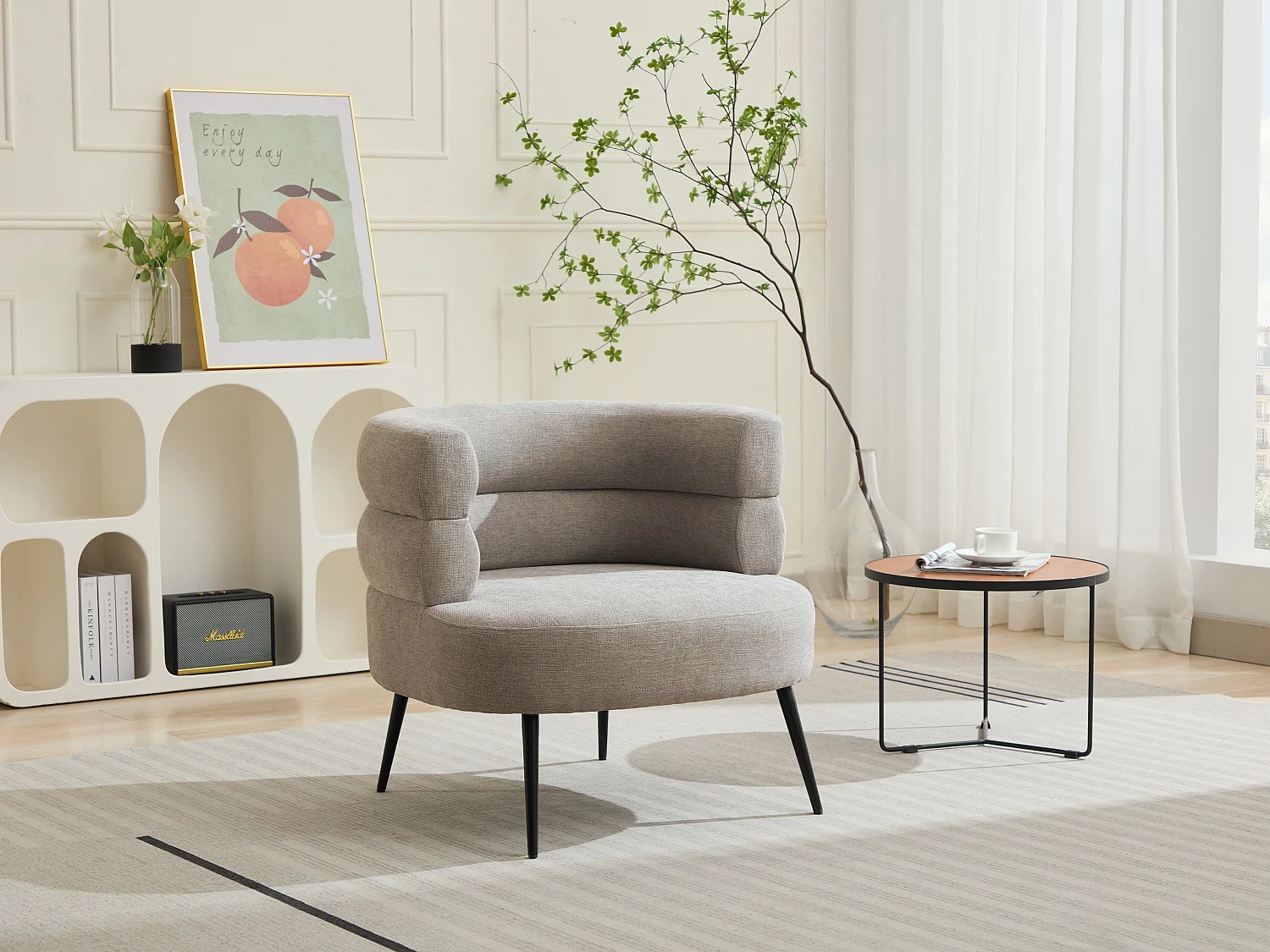 Fauteuil en tissu gris CAMEDO