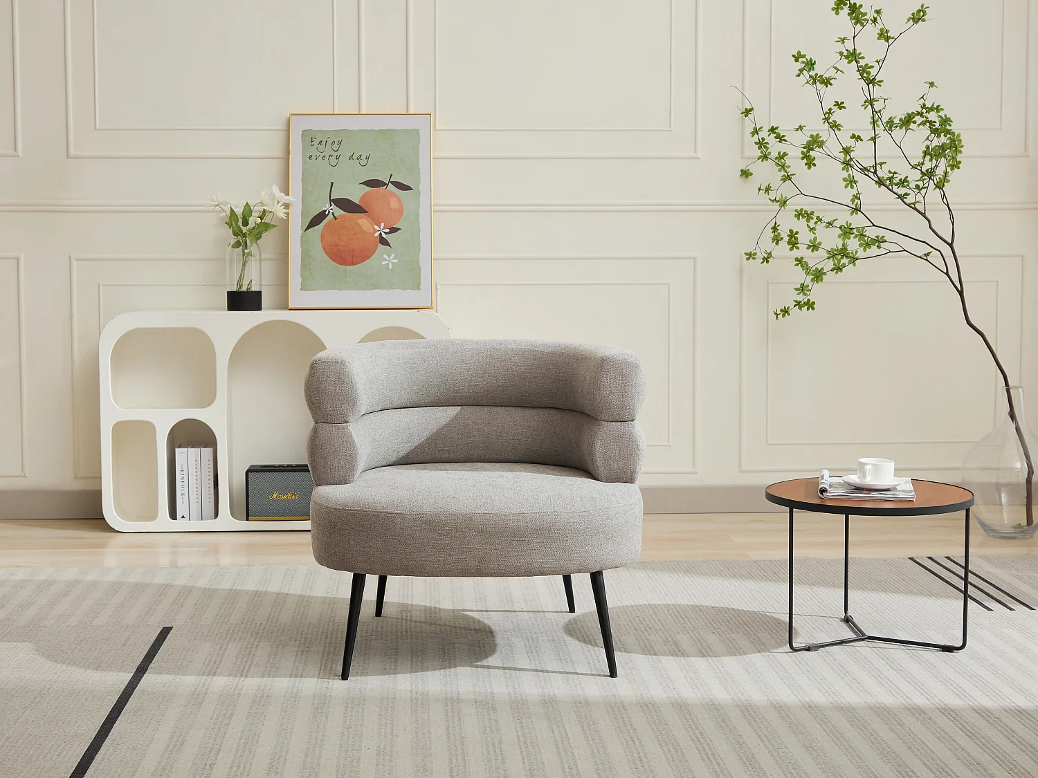 Fauteuil en tissu gris CAMEDO
