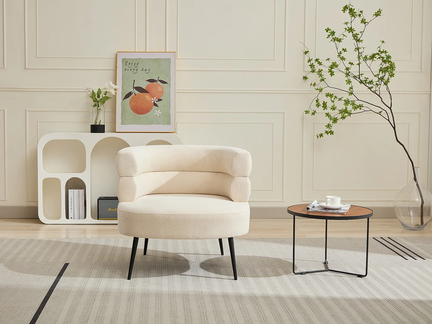 Fauteuil en tissu beige CAMEDO