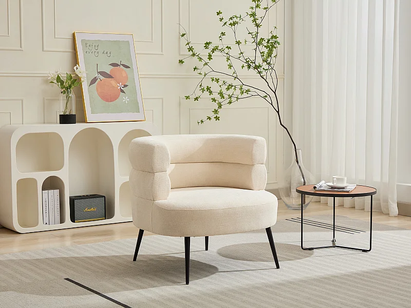 Poltrona in Tessuto Beige - CAMEDO