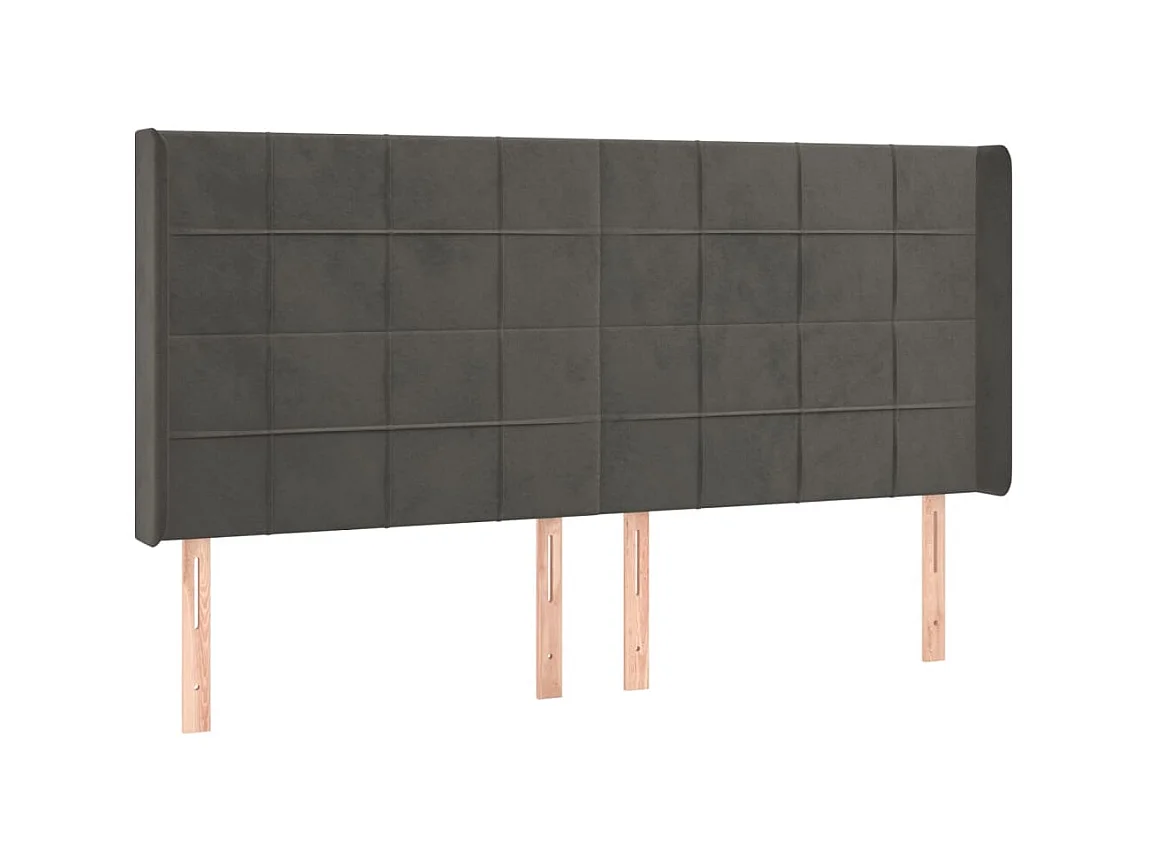 Tête de lit avec oreilles Gris foncé 203x16x118/128 cm Velours