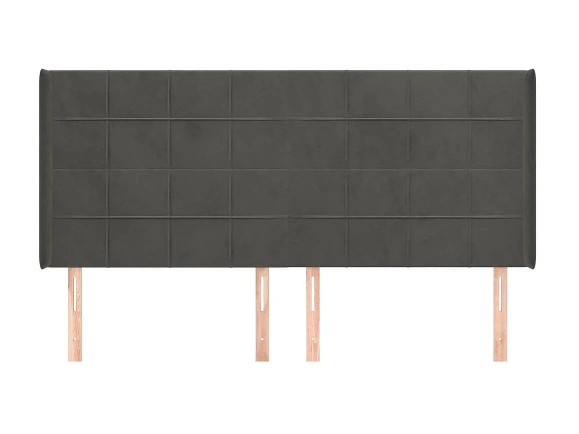 Tête de lit avec oreilles Gris foncé 203x16x118/128 cm Velours