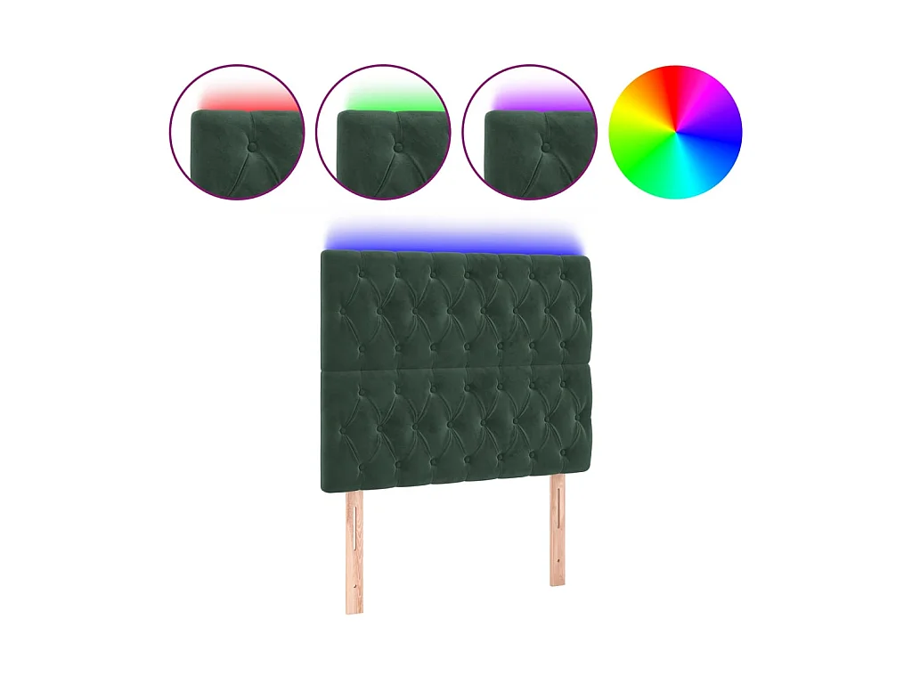 Tête de lit à LED Vert foncé 90x7x118/128 cm Velours