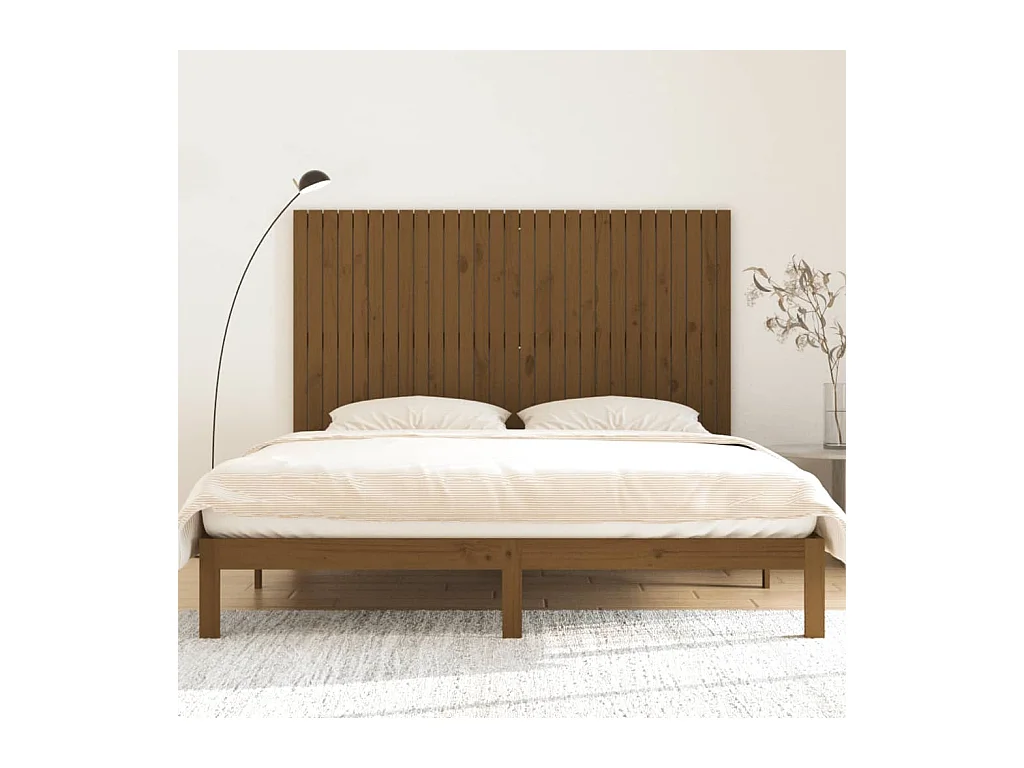 Tête de lit murale Marron miel 185x3x110 cm Bois massif de pin