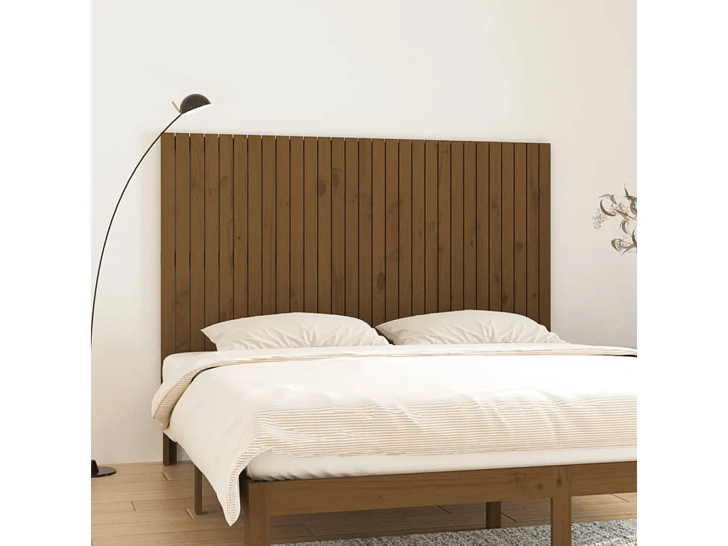 Tête de lit murale Marron miel 185x3x110 cm Bois massif de pin