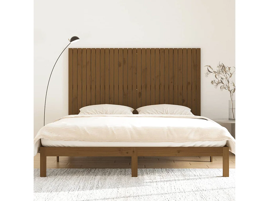 Tête de lit murale Marron miel 185x3x110 cm Bois massif de pin
