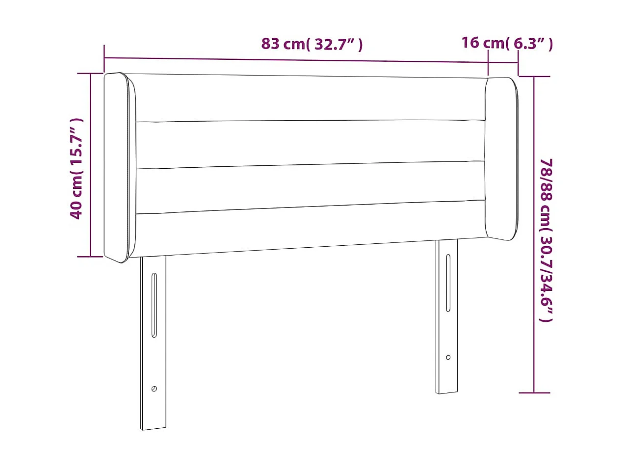 Testiera LED Tortora 83x16x78/88 cm Tessuto