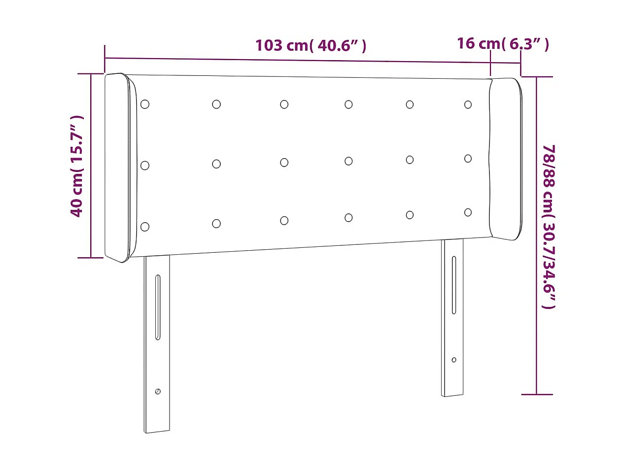Cabecero LED Azul 103x16x78/88 cm Tela