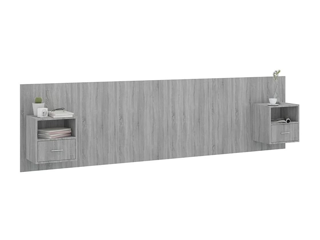 Cabecera gris Sonoma con gabinetes de madera de ingeniería