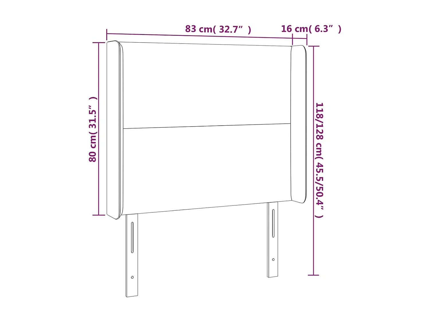 Tête de lit avec oreilles Blanc 83x16x118/128 cm Similicuir