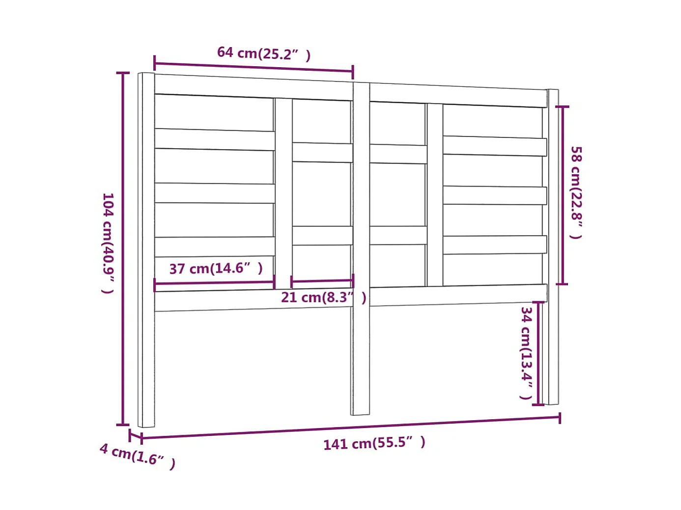 Tête de lit Gris 141x4x104 cm Bois massif de pin