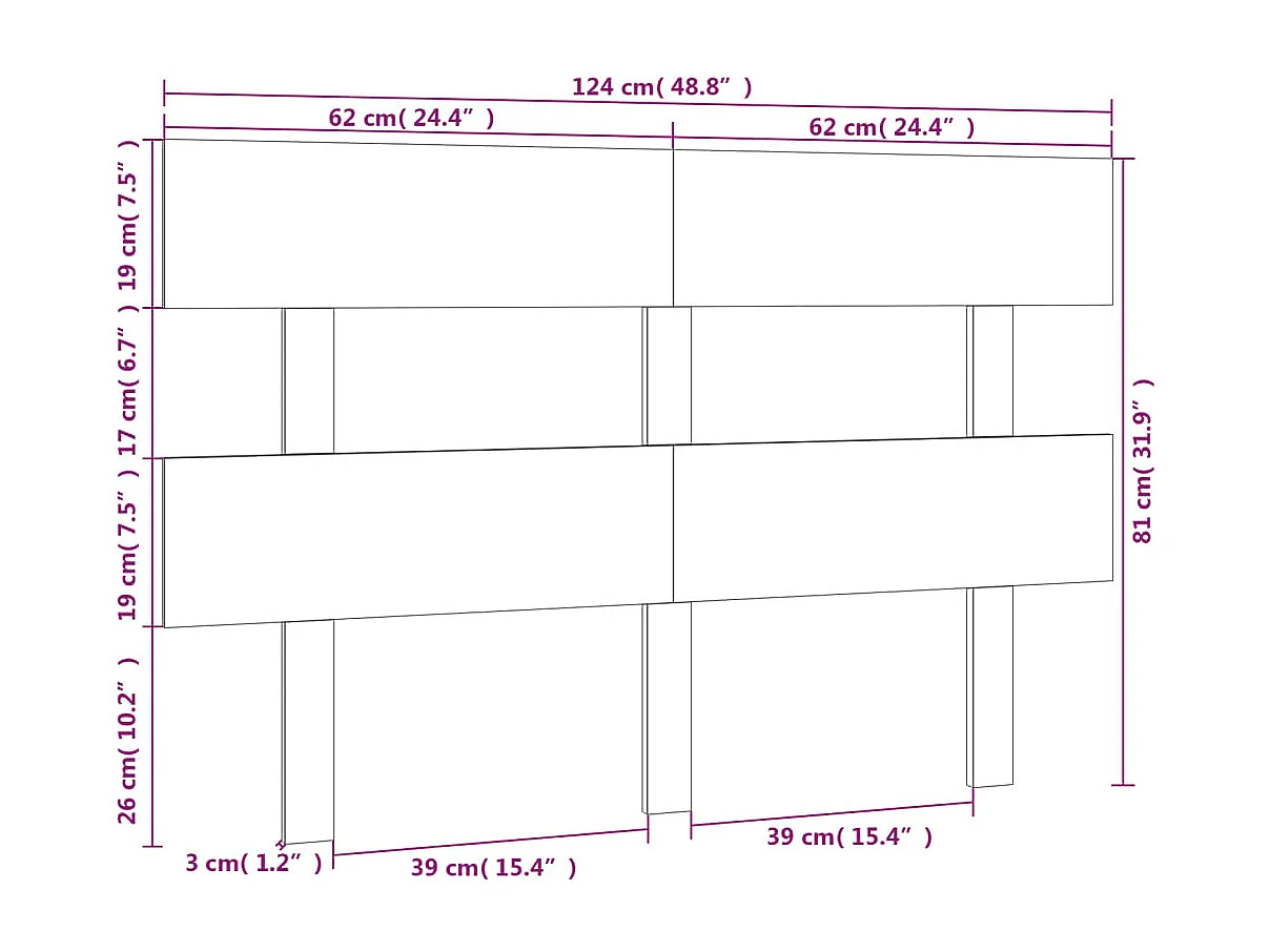 Tête de lit 124x3x81 cm Bois massif de pin