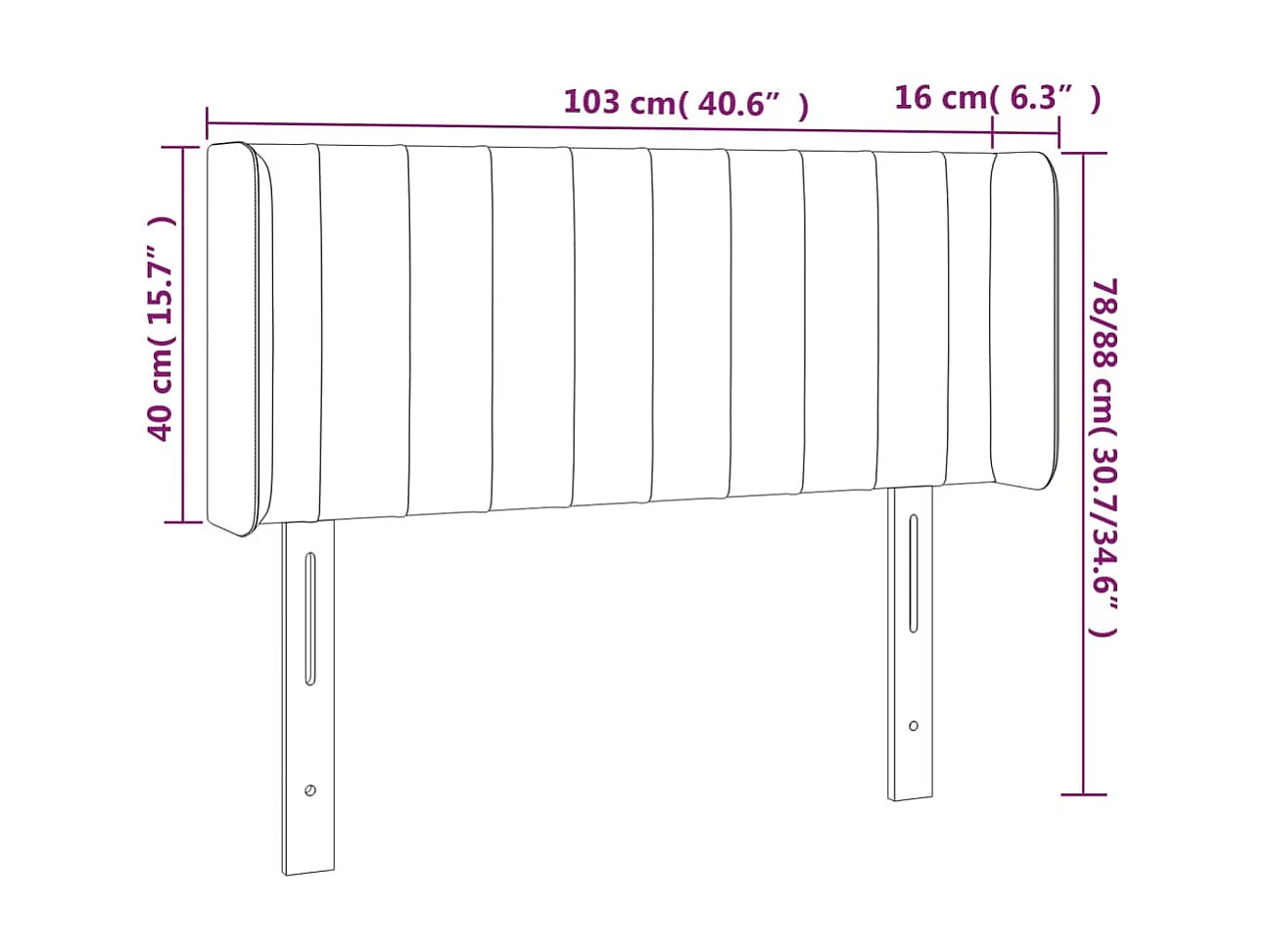 Cabeceira com orelhas Rosa 103x16x78/88 cm Veludo