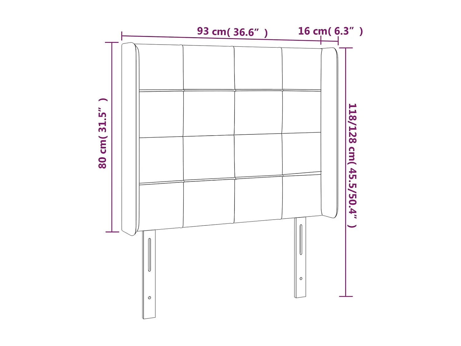 Tête de lit à LED Marron foncé 93x16x118/128 cm Tissu